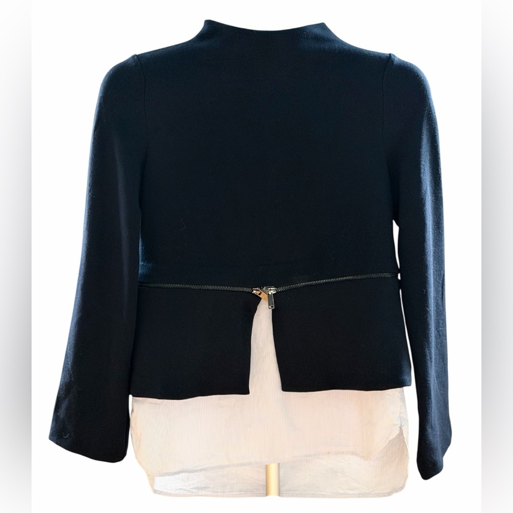 Zara Layered Zipper Blue White Blouse Top – XS - Picture 3 of 11